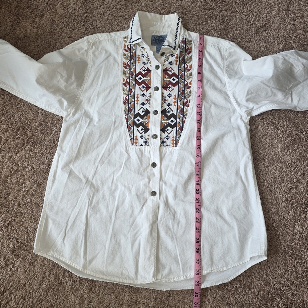 Women's Vintage Western Style Embroidered Button Down Shirt Size Medium - Picture 9 of 11